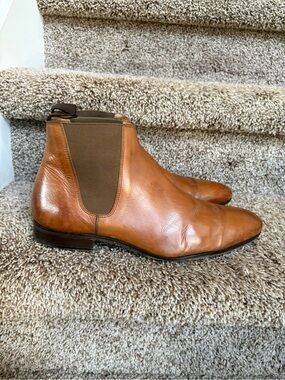 Bexley Cheyne Men's Tan Leather Chelsea Boots - Slip-On Dress Boot